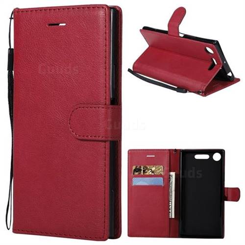 Retro Greek Classic Smooth PU Leather Wallet Phone Case for Sony Xperia XZ1 - Red