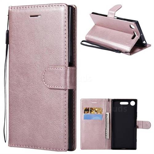 Retro Greek Classic Smooth PU Leather Wallet Phone Case for Sony Xperia XZ1 - Rose Gold
