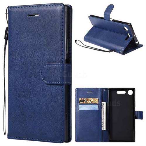 Retro Greek Classic Smooth PU Leather Wallet Phone Case for Sony Xperia XZ1 - Blue