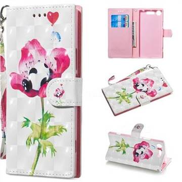 Flower Panda 3D Painted Leather Wallet Phone Case for Sony Xperia XZ1
