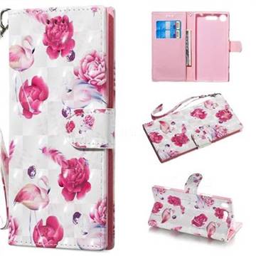 Flamingo 3D Painted Leather Wallet Phone Case for Sony Xperia XZ1