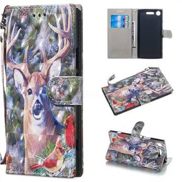 Elk Deer 3D Painted Leather Wallet Phone Case for Sony Xperia XZ1