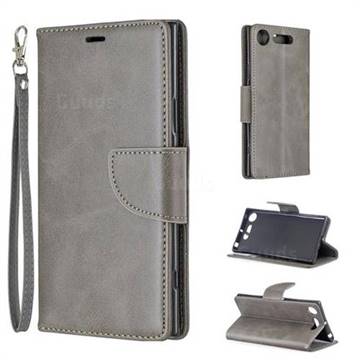 Classic Sheepskin PU Leather Phone Wallet Case for Sony Xperia XZ1 - Gray