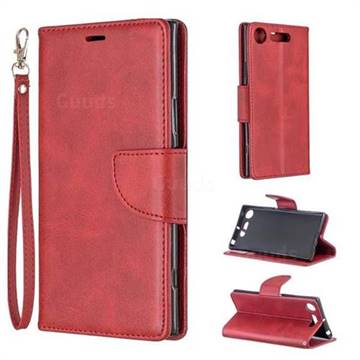 Classic Sheepskin PU Leather Phone Wallet Case for Sony Xperia XZ1 - Red