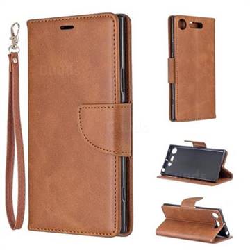 Classic Sheepskin PU Leather Phone Wallet Case for Sony Xperia XZ1 - Brown