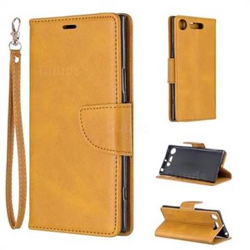 Classic Sheepskin PU Leather Phone Wallet Case for Sony Xperia XZ1 - Yellow
