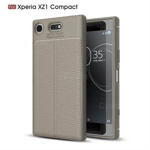 Luxury Auto Focus Litchi Texture Silicone TPU Back Cover for Sony Xperia XZ1 Compact - Gray