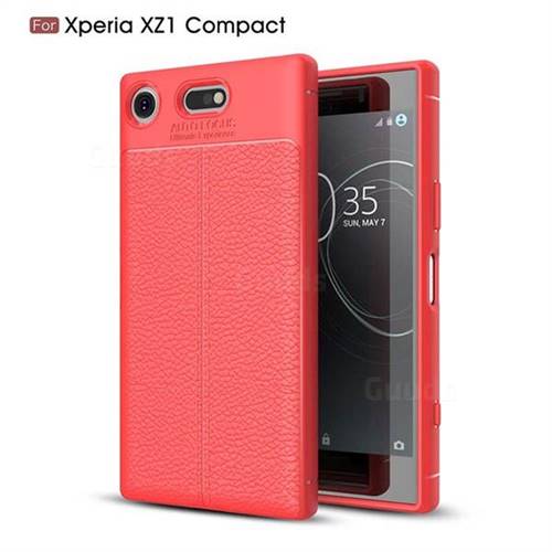 Luxury Auto Focus Litchi Texture Silicone TPU Back Cover for Sony Xperia XZ1 Compact - Red