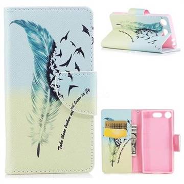 Feather Bird Leather Wallet Case for Sony Xperia XZ1 Compact