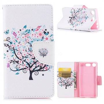 Colorful Tree Leather Wallet Case for Sony Xperia XZ1 Compact