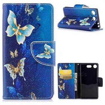 Golden Butterflies Leather Wallet Case for Sony Xperia XZ1 Compact