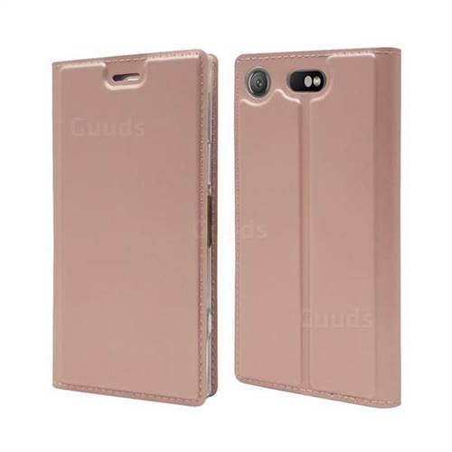 Ultra Slim Card Magnetic Automatic Suction Leather Wallet Case for Sony Xperia XZ1 Compact - Rose Gold