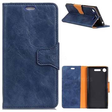 MURREN Luxury Crazy Horse PU Leather Wallet Phone Case for Sony Xperia XZ1 Compact - Blue