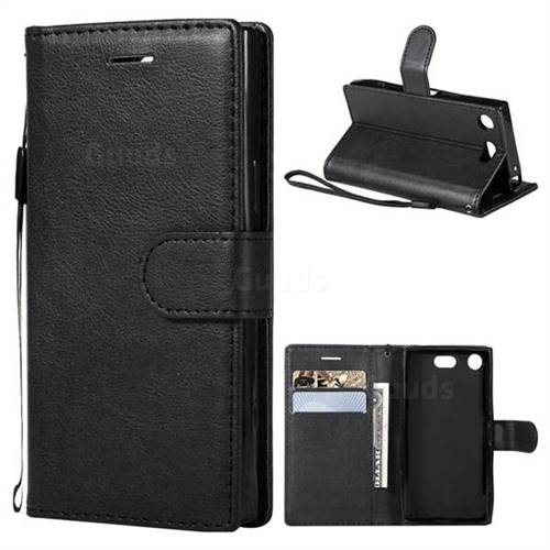 Retro Greek Classic Smooth PU Leather Wallet Phone Case for Sony Xperia XZ1 Compact - Black
