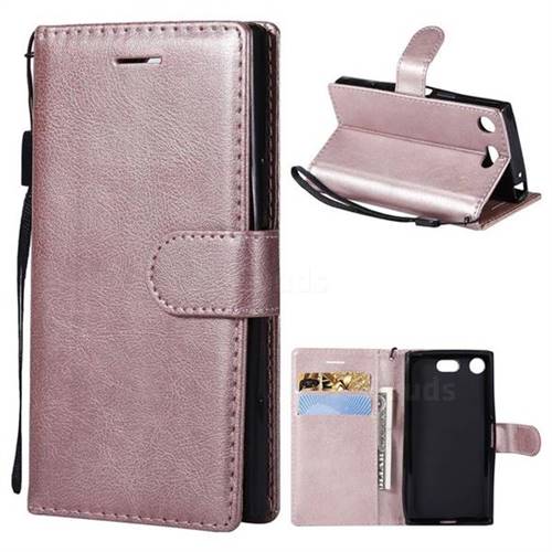 Retro Greek Classic Smooth PU Leather Wallet Phone Case for Sony Xperia XZ1 Compact - Rose Gold