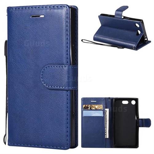 Retro Greek Classic Smooth PU Leather Wallet Phone Case for Sony Xperia XZ1 Compact - Blue