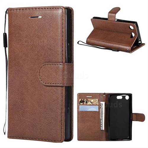 Retro Greek Classic Smooth PU Leather Wallet Phone Case for Sony Xperia XZ1 Compact - Brown