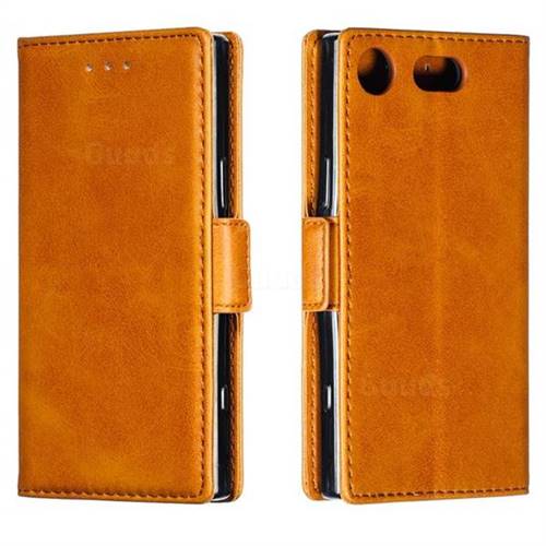 Retro Classic Calf Pattern Leather Wallet Phone Case for Sony Xperia XZ1 Compact - Yellow