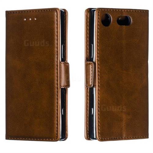 Retro Classic Calf Pattern Leather Wallet Phone Case for Sony Xperia XZ1 Compact - Brown