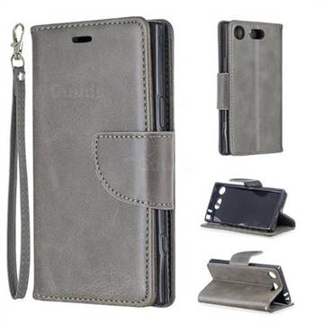Classic Sheepskin PU Leather Phone Wallet Case for Sony Xperia XZ1 Compact - Gray