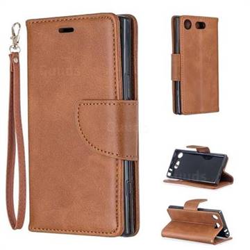 Classic Sheepskin PU Leather Phone Wallet Case for Sony Xperia XZ1 Compact - Brown