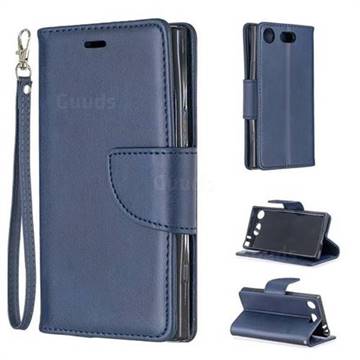 Classic Sheepskin PU Leather Phone Wallet Case for Sony Xperia XZ1 Compact - Blue