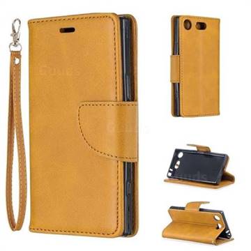 Classic Sheepskin PU Leather Phone Wallet Case for Sony Xperia XZ1 Compact - Yellow