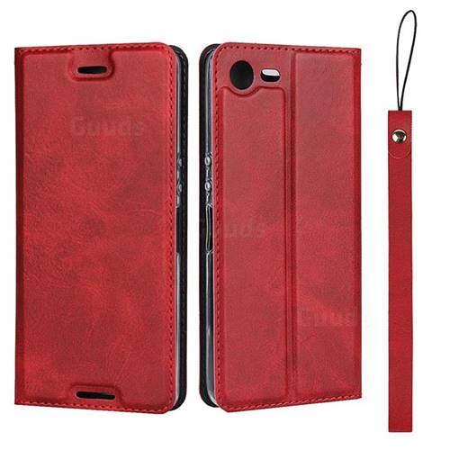 Calf Pattern Magnetic Automatic Suction Leather Wallet Case for Sony Xperia XZ1 Compact - Red
