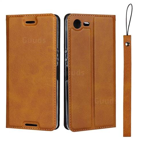 Calf Pattern Magnetic Automatic Suction Leather Wallet Case for Sony Xperia XZ1 Compact - Brown