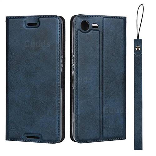 Calf Pattern Magnetic Automatic Suction Leather Wallet Case for Sony Xperia XZ1 Compact - Blue