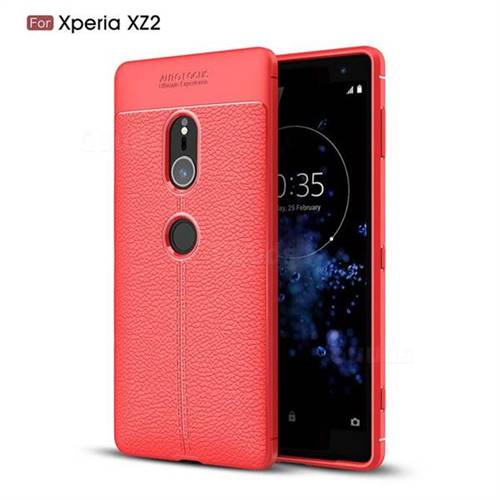 Luxury Auto Focus Litchi Texture Silicone TPU Back Cover for Sony Xperia XZ2 - Red