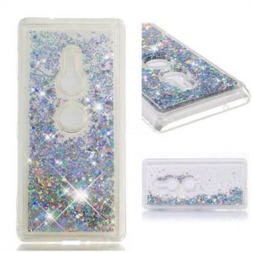 Dynamic Liquid Glitter Quicksand Sequins TPU Phone Case for Sony Xperia XZ2 - Silver