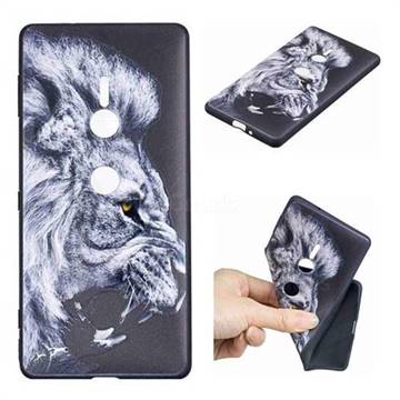 Lion 3D Embossed Relief Black TPU Cell Phone Back Cover for Sony Xperia XZ2