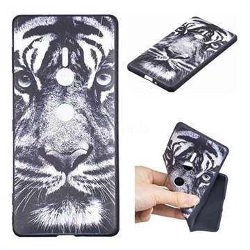 White Tiger 3D Embossed Relief Black TPU Cell Phone Back Cover for Sony Xperia XZ2