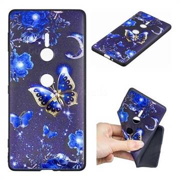 Phnom Penh Butterfly 3D Embossed Relief Black TPU Cell Phone Back Cover for Sony Xperia XZ2
