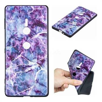 Marble 3D Embossed Relief Black TPU Cell Phone Back Cover for Sony Xperia XZ2