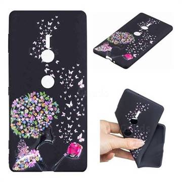 Corolla Girl 3D Embossed Relief Black TPU Cell Phone Back Cover for Sony Xperia XZ2