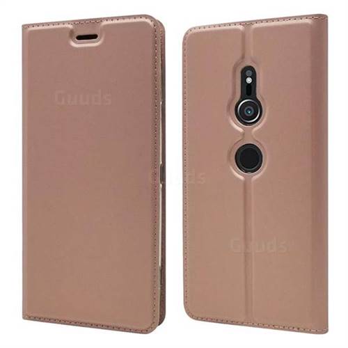 Ultra Slim Card Magnetic Automatic Suction Leather Wallet Case for Sony Xperia XZ2 - Rose Gold