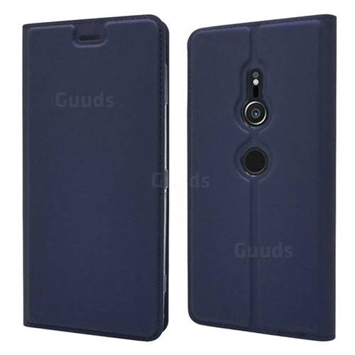 Ultra Slim Card Magnetic Automatic Suction Leather Wallet Case for Sony Xperia XZ2 - Royal Blue