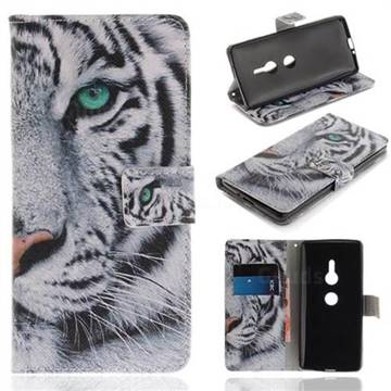 White Tiger PU Leather Wallet Case for Sony Xperia XZ2