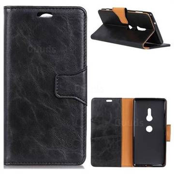 MURREN Luxury Crazy Horse PU Leather Wallet Phone Case for Sony Xperia XZ2 - Black