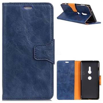 MURREN Luxury Crazy Horse PU Leather Wallet Phone Case for Sony Xperia XZ2 - Blue