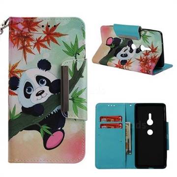 Bamboo Panda Big Metal Buckle PU Leather Wallet Phone Case for Sony Xperia XZ2