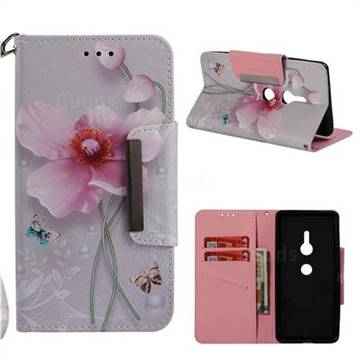 Pearl Flower Big Metal Buckle PU Leather Wallet Phone Case for Sony Xperia XZ2