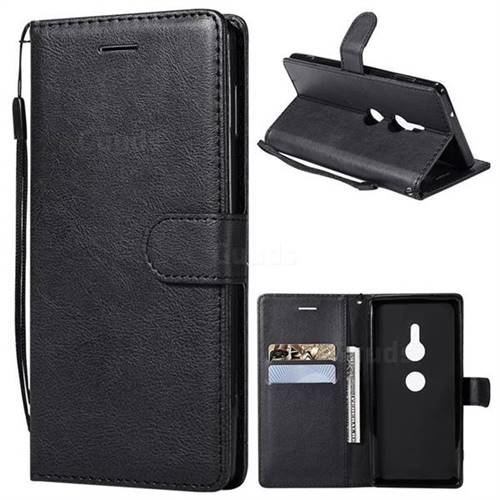 Retro Greek Classic Smooth PU Leather Wallet Phone Case for Sony Xperia XZ2 - Black