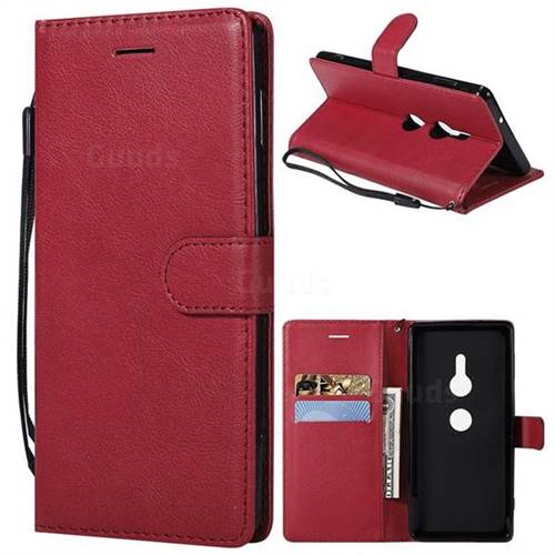 Retro Greek Classic Smooth PU Leather Wallet Phone Case for Sony Xperia XZ2 - Red