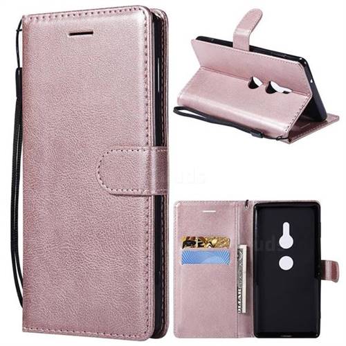Retro Greek Classic Smooth PU Leather Wallet Phone Case for Sony Xperia XZ2 - Rose Gold
