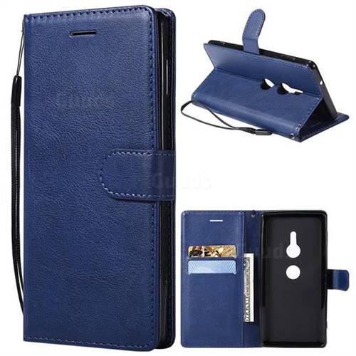 Retro Greek Classic Smooth PU Leather Wallet Phone Case for Sony Xperia XZ2 - Blue
