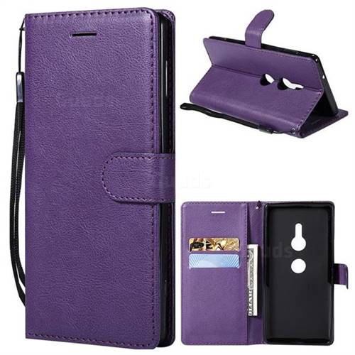 Retro Greek Classic Smooth PU Leather Wallet Phone Case for Sony Xperia XZ2 - Purple