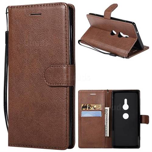 Retro Greek Classic Smooth PU Leather Wallet Phone Case for Sony Xperia XZ2 - Brown